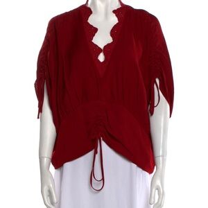 IRO Red Blouse with Lace Accents